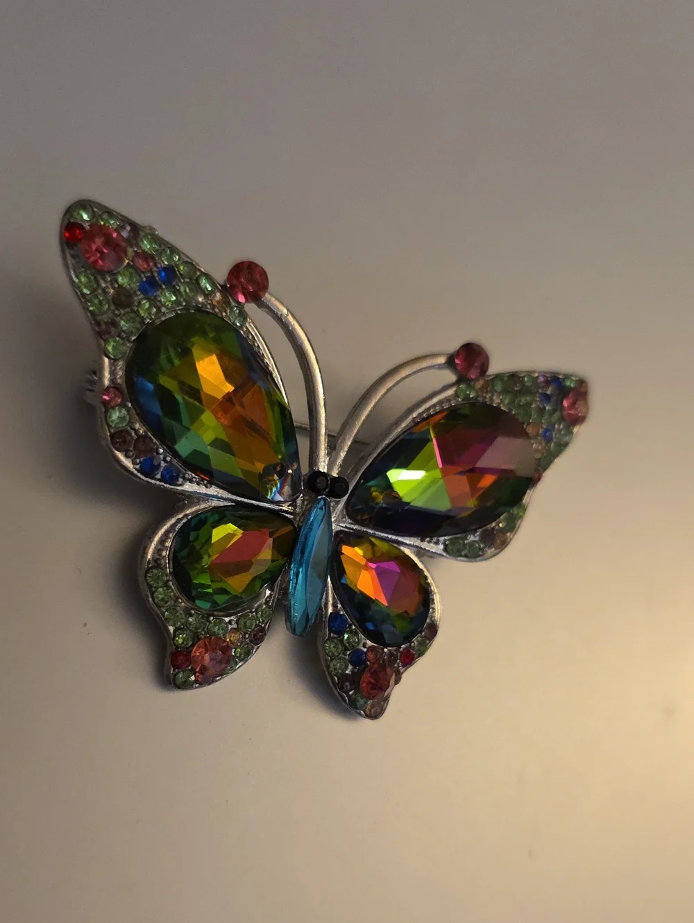 Iridescent Multicolor Rhinestone Butterfly Fashion Jewelry Brooch